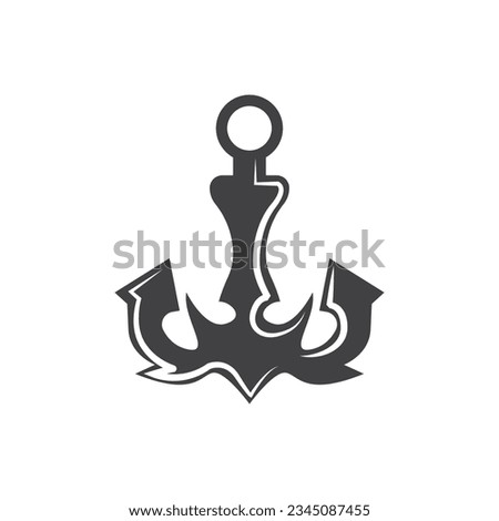 Simple Ship Anchor Logo Design, Silhouette Vector Illustration