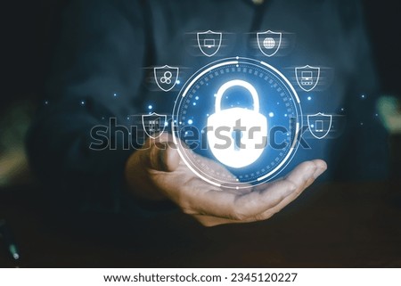 Concept of security data network, Prevent online identity theft, user and password login on visual screen. Royalty-Free Stock Photo #2345120227