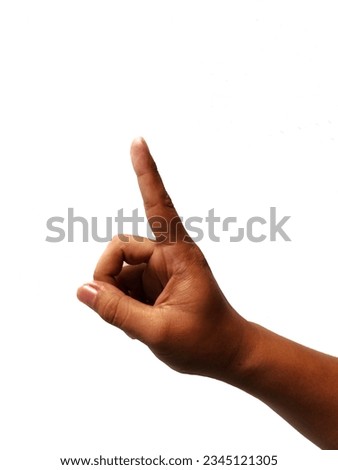man hand Raised index finger. Isolated on white Royalty-Free Stock Photo #2345121305