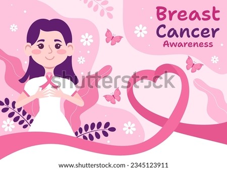 Breast Cancer Awareness Month Vector Illustration of Diverse Women with Pink Support Ribbon for Healthcare Campaign Solidarity Background Templates