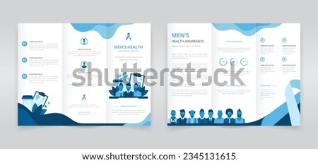 Young and middle aged men's health awareness or prostate cancer awareness month trifold brochure, pamphlet, triptych leaflet or flyer template