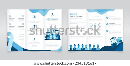 Trifold brochure, pamphlet, triptych leaflet or flyer template which shows the contribution of healthcare professionals in men's health issues such as prostate cancer or testicular cancer