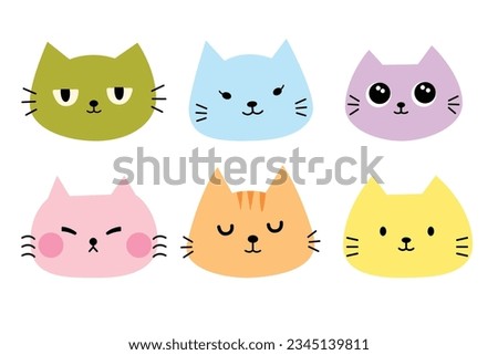 Cute cat face for element, illustration, decoration, sticker, note