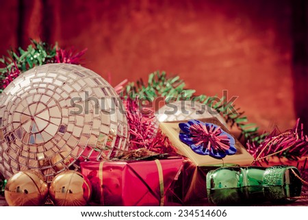 Christmas Messages and objects on grunge  background