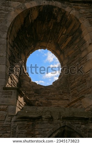 Ancient ruins with blue skylight