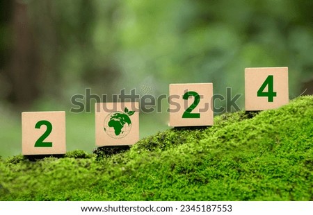 New Goals, Plans and Visions for Next Year 2024. Sustainable environment development goals, green business, ESG, Co2, SDGs, and NetZero Concept. World Environment Day. Save Earth.  Royalty-Free Stock Photo #2345187553