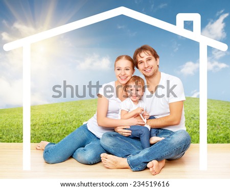 Concept: housing for young families. mother father and child at home