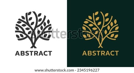 Tree icon or logo. Abstract nature symbol. Modern plant, eco, natural emblem design. Vector illustration.