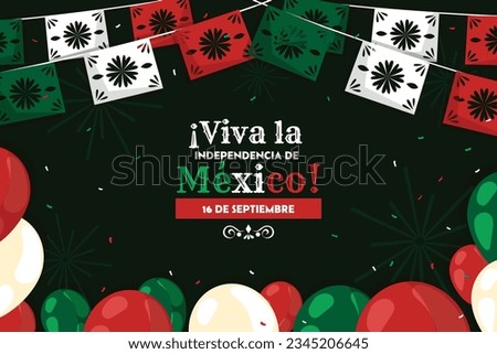Mexico independence day background. Mexican independence day celebration. September 16. vector illustration. Poster, Banner, greeting card. Happy Independence Day of Mexico. Waving Mexican flag. Royalty-Free Stock Photo #2345206645