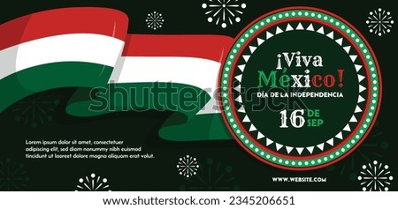 Mexico independence day background. Mexican independence day celebration. September 16. vector illustration. Poster, Banner, greeting card. Happy Independence Day of Mexico. Waving Mexican flag. Royalty-Free Stock Photo #2345206651