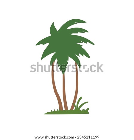 Tropical palm tree vector image, coconut tree clip art