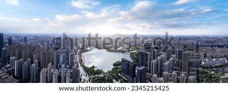 Aerial photo of a large panoramic view of the city of Hefei, Anh