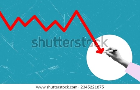 Abstract creative art collage, market declines in the stock market. The concept of collapse or bankruptcy. Royalty-Free Stock Photo #2345221875