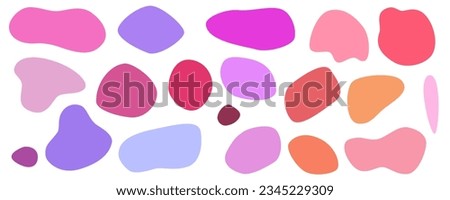 Amoeba shape figure abstract set. Amoeba irregular blob varios form. Colorful color organic bubble liquid. Vector illustration. Round figure organic form. Royalty-Free Stock Photo #2345229309