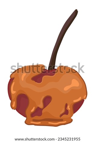 Clipart of glazed apple. Doodle of traditional autumn season dessert. Vector illustration in cartoon style isolated on white background..