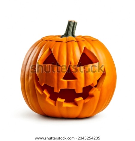 Halloween Jack o Lantern Pumpkin with a spooky face. Isolated on a white background Royalty-Free Stock Photo #2345254205
