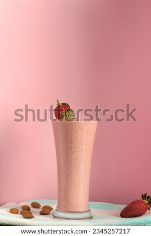 yummy strawberry smoothie shot for menu brochure web social media post