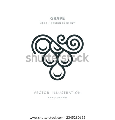 Grape bunch. A hand-drawn grape vector simple illustration. Grape abstract vintage style outline drawing. Part of set. Royalty-Free Stock Photo #2345280655
