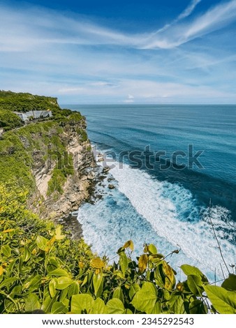 Bali cliff and blue ocean view
