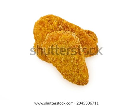 chicken pane , fried chicken breast fillets three pieces isolated on white background top view Royalty-Free Stock Photo #2345306711
