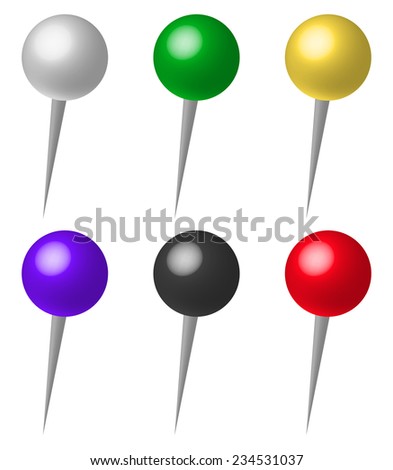 Colorful 3d thumbtacks or push pins