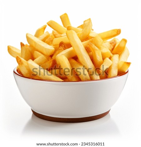 French fries in bowl isolated on white Royalty-Free Stock Photo #2345316011