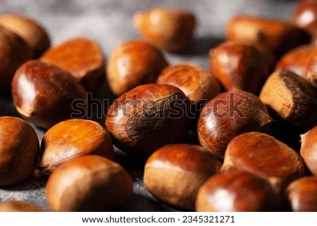 fresh chestnut close up, food ingredients Royalty-Free Stock Photo #2345321271