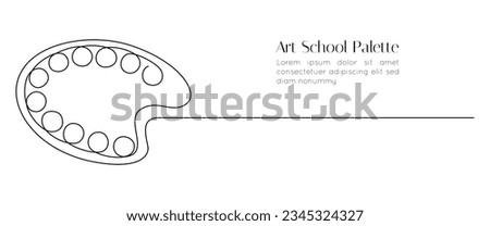 One continuous line drawing of painting palette. Artwork tool symbol for creative and art school in simple linear style for logo and card. Editable stroke. Doodle vector illustration