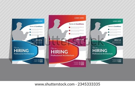 Corporate and multipurpose flyer bundle of 3  gradient colors. Most unique curvy and 3d geometric shapes, background image, and layout.A4 size. Blue, orange, pink, green. Business flyer template.