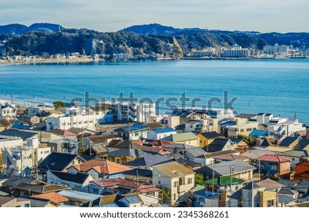 Kamakura residential area and sea in Kamakura City, Kanagawa Prefecture Royalty-Free Stock Photo #2345368261
