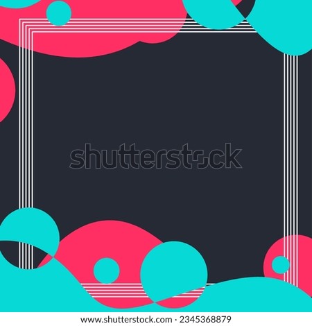 Neon Space Bright Cyan and Magenta Color Bubble Foam Frame, Black Background