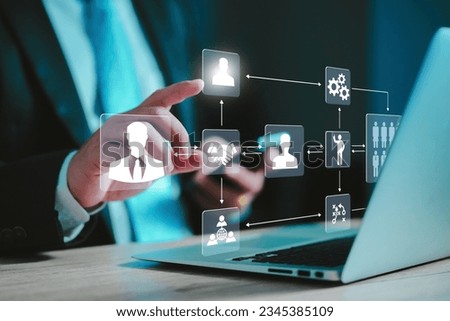 Organization chart showing hierarchy structure of teams in corporation with CEO.. Business hierarchy structure. Relations of order or subordination between members. process, workflow, flowchart. Royalty-Free Stock Photo #2345385109