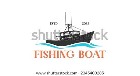 Vector fishing boat modern fishing vector logo design