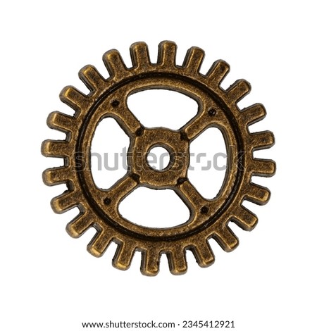 Copper gear isolated on a transparent background