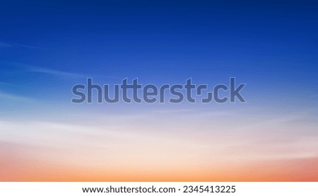 Sunset Sky Background,Sunrise with Yellow,Pink,Orange,Blue Sky,Nature Landscape Golden Hour with twilight dusk Sky in Evening after Sun Dawn,Vector Horizon Banner Sunset for Four Seasons concept Royalty-Free Stock Photo #2345413225