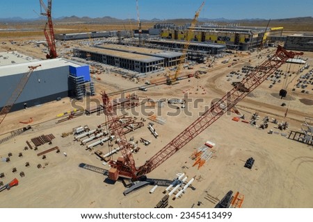 An aerial view of Taiwan semiconductors Mega Factory under construction in North Phoenix, Arizona.