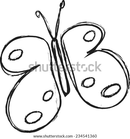 doodle butterfly simple icon vector