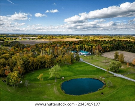 A aerial view of the Stunning foliage in Auburn New York Royalty-Free Stock Photo #2345419197
