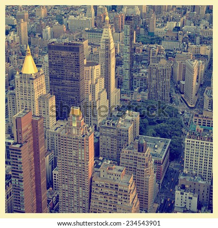 New York City Skyline in instagram style filter