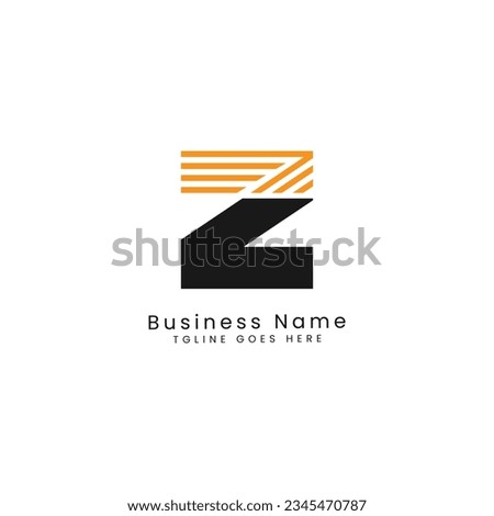 Z Letter Stock Illustration with Geometric Lines Vector Logo. Alphabet Z in Half Solid Half Lines Style