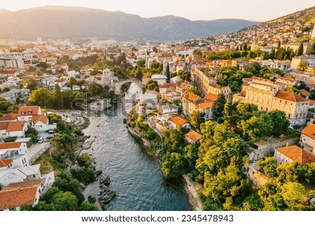 Historical Mostar Bridge known also as Stari Most or Old Bridge in Mostar, Bosnia and Herzegovina Royalty-Free Stock Photo #2345478943