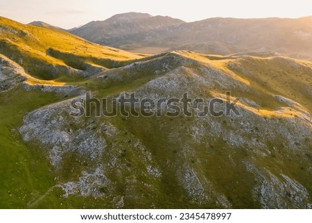 Sunset nature mountains around Mavrovo lake  north Macedonia