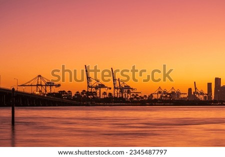 The port of Miami at sunset, USA