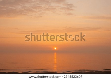 Sunset on the North Sea coast.Golden hour.Netherlands,South Holland province
