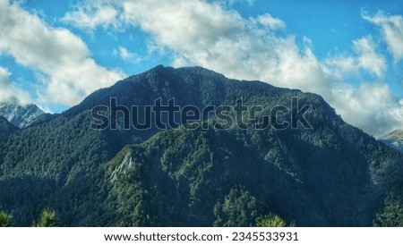 skycape and landscape of hills in top of mountain