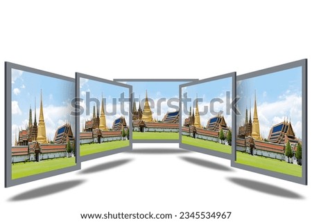 A close-up shot of 3D desktop screens isolated on white background