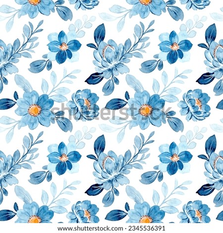 Beautiful blue floral watercolor seamless pattern for background, fabric, textile, fashion, wallpaper, wedding, banner, sticker, decoration etc.