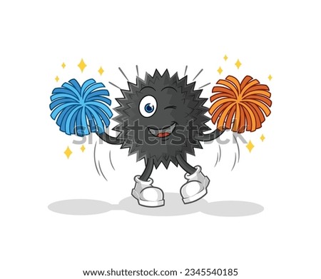 the sea urchin cheerleader cartoon. cartoon mascot vector