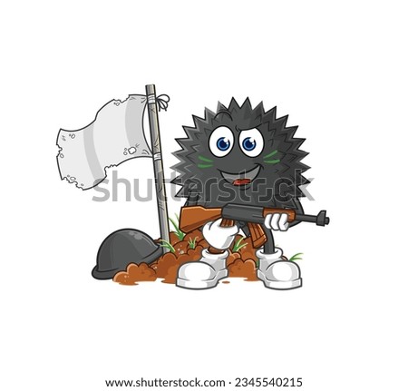 the sea urchin army character. cartoon mascot vector