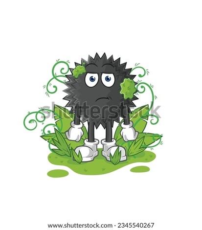 the sea urchin waiting too long mascot. cartoon vector